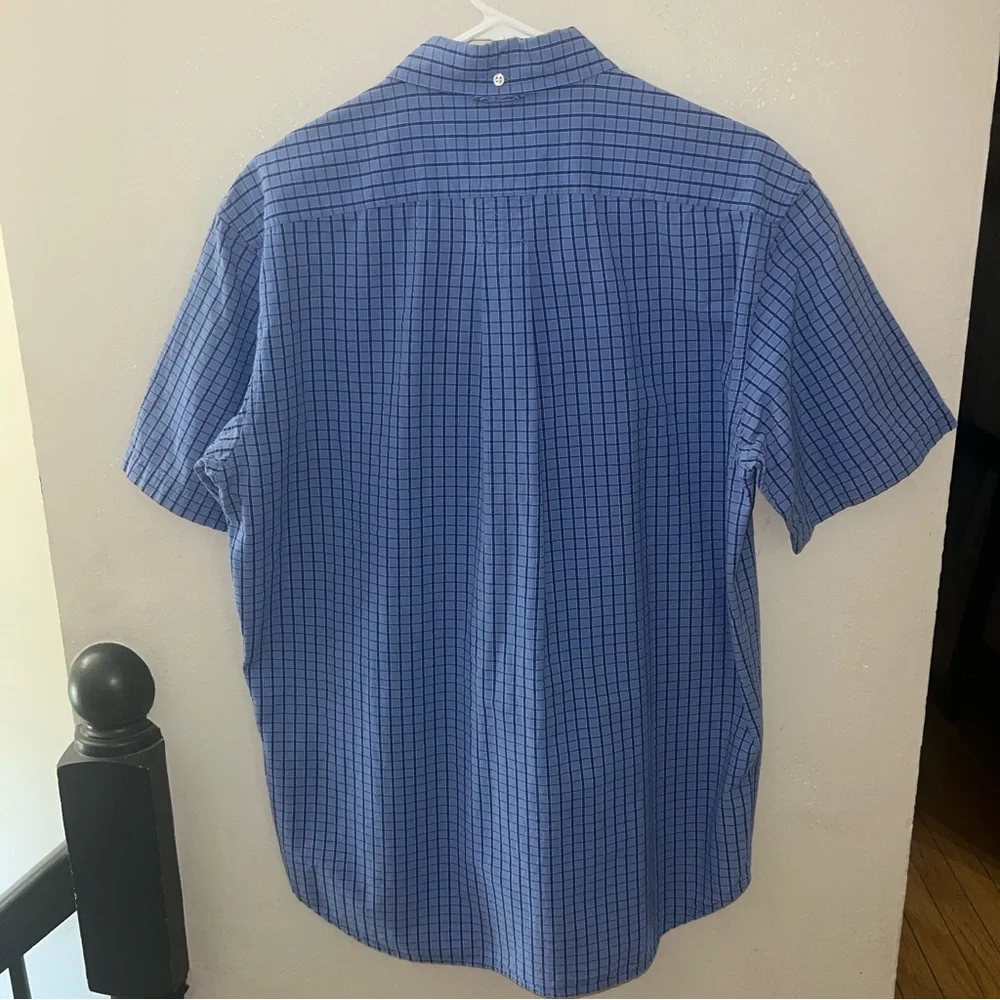 Eddie Bauer Men’s Small Blue Seersucker Checkered Short Sleeve Shirt - Picture 2 of 6